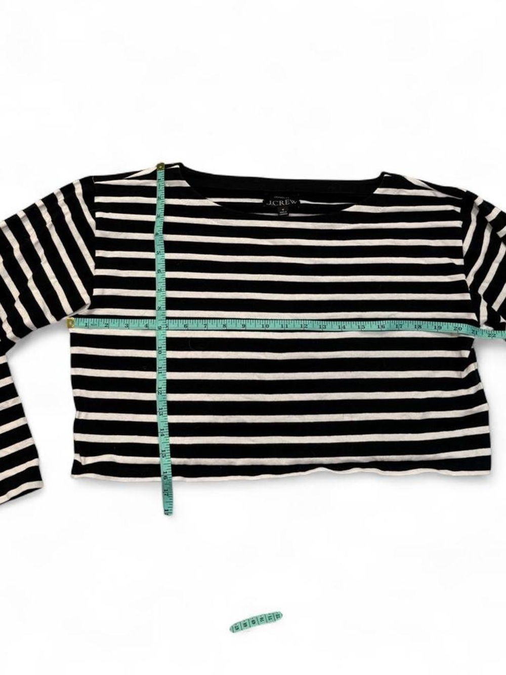 J. Crew Women’s cropped black & White Striped Long-Sleeve Top